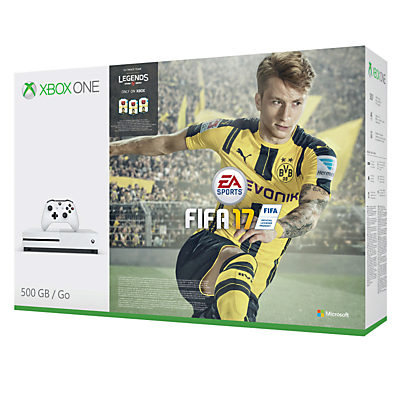 Microsoft Xbox One S Console, 500GB, with FIFA 17 Game Download